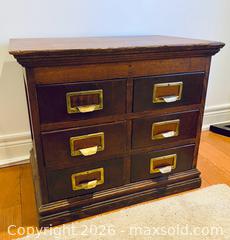 MaxSold Auction: Antique Early 1900s Solid Wood Filing Cabinet – Toronto Office File Co. - Caledon (Ontario, Canada) SELLER MANAGED Downsizing Online Auction - Westchester Boulevard