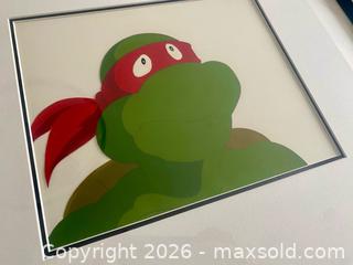 MaxSold Auction: Original Hand Painted Animation Production Cel ~ Raphael TMNT Framed - Caledon (Ontario, Canada) SELLER MANAGED Downsizing Online Auction - Westchester Boulevard