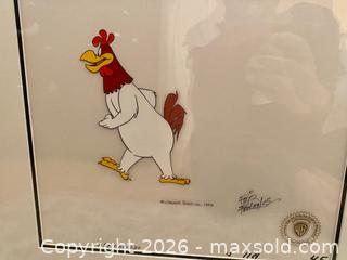 MaxSold Auction: Warner Bros Foghorn Leghorn Animation Production Cel. Signed by Fritz Freleng - 1983, Framed - Caledon (Ontario, Canada) SELLER MANAGED Downsizing Online Auction - Westchester Boulevard