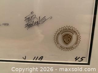 MaxSold Auction: Warner Bros Foghorn Leghorn Animation Production Cel. Signed by Fritz Freleng - 1983, Framed - Caledon (Ontario, Canada) SELLER MANAGED Downsizing Online Auction - Westchester Boulevard