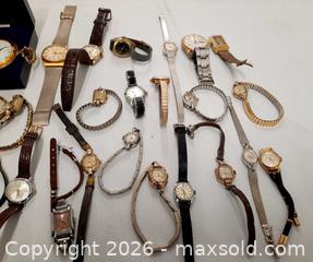 MaxSold Auction: 37 Vintage ladies watches. Mostly Swiss made-35 watches complete with belt/wrist band - Ottawa (Ontario, Canada) SELLER MANAGED Moving Online Auction - Coventry Road (STORAGE)