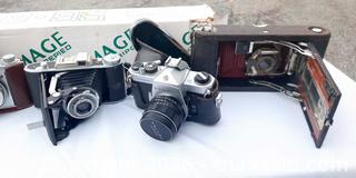 MaxSold Auction: Collection of Vintage Film camera with tripod.  - Ottawa (Ontario, Canada) SELLER MANAGED Moving Online Auction - Coventry Road (STORAGE)