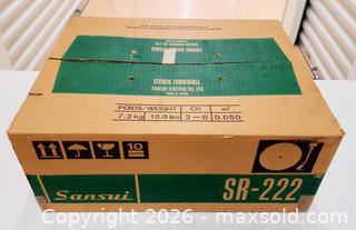 MaxSold Auction: SANSUI SR-222 Stereo Turntable in Box- will need a new cartridge.  - Ottawa (Ontario, Canada) SELLER MANAGED Moving Online Auction - Coventry Road (STORAGE)