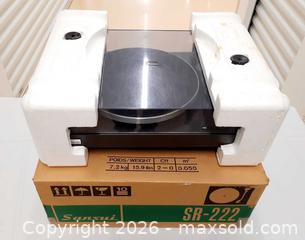 MaxSold Auction: SANSUI SR-222 Stereo Turntable in Box- will need a new cartridge.  - Ottawa (Ontario, Canada) SELLER MANAGED Moving Online Auction - Coventry Road (STORAGE)