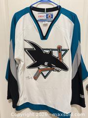MaxSold Auction: Signed -autographed -CCM San Jose Sharks Hockey Jersey - Men M, White/Teal/Black - San Jose (California, USA) PARTNER MANAGED Estate Sale Online Auction - E Humboldt