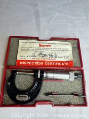 MaxSold Auction: Starrett Outside Micrometer with Inspection Certificate - San Jose (California, USA) PARTNER MANAGED Estate Sale Online Auction - E Humboldt