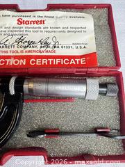 MaxSold Auction: Starrett Outside Micrometer with Inspection Certificate - San Jose (California, USA) PARTNER MANAGED Estate Sale Online Auction - E Humboldt