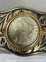 MaxSold Auction: Two-Tone Western Floral Belt Buckle with 1888 Morgan Dollar - San Jose (California, USA) PARTNER MANAGED Estate Sale Online Auction - E Humboldt
