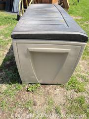 MaxSold Auction: Keter Large Beige and Brown Plastic Outdoor Deck Storage Box - Montague (Smiths Falls)(Ontario, Canada) PARTNER MANAGED Downsizing Online Auction -  Rainbow Valley Drive
