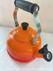 MaxSold Auction: Le Creuset Whistling Tea Kettle, 1.7 Qt, Orange - Montague (Smiths Falls)(Ontario, Canada) PARTNER MANAGED Downsizing Online Auction -  Rainbow Valley Drive