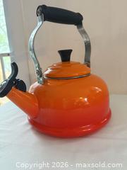MaxSold Auction: Le Creuset Whistling Tea Kettle, 1.7 Qt, Orange - Montague (Smiths Falls)(Ontario, Canada) PARTNER MANAGED Downsizing Online Auction -  Rainbow Valley Drive