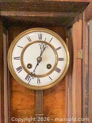 MaxSold Auction: Antique Wooden Wall Clock, Key-Wind, Roman Numerals - Los Angeles (California, USA) PARTNER MANAGED Downsizing Online Auction - Sapphire Drive