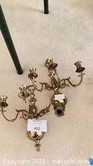 MaxSold Auction: Pair of Vintage 3-Arm Brass Wall Sconce Candelabras - Los Angeles (California, USA) PARTNER MANAGED Downsizing Online Auction - Sapphire Drive