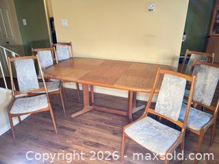 MaxSold Auction: Mid-Century Modern Extendable Teak Dining Table w/ 6 Chairs - Saanich (British Columbia, Canada) PARTNER MANAGED Estate Sale Online Auction - Gorge Road West (CONDO)