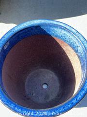 MaxSold Auction: Blue Glazed Ceramic Planter / Flower Pot, 12" W x 10" H - Campbell (California, USA) SELLER MANAGED Estate Sale Online Auction - Dell Avenue