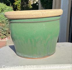 MaxSold Auction: Green Ceramic Planter / Flower Pot, 15 in dia x 11.5 in H - Campbell (California, USA) SELLER MANAGED Estate Sale Online Auction - Dell Avenue