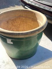 MaxSold Auction: Green Ceramic Planter / Flower Pot, 15 in dia x 11.5 in H - Campbell (California, USA) SELLER MANAGED Estate Sale Online Auction - Dell Avenue