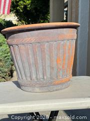 MaxSold Auction: Terracotta Fluted Plant Pot with Drainage, 15 in x 12 in - Campbell (California, USA) SELLER MANAGED Estate Sale Online Auction - Dell Avenue