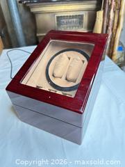 MaxSold Auction: Two-Watch Burgundy Cherry Lacquered Wood Watch Winder - Morgan Hill (California, USA) PARTNER MANAGED Estate Sale Online Auction -  Dougherty Avenue