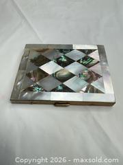 MaxSold Auction: Vintage Mid-Century Brass Compact / Cigs Case with Abalone Inlay - Morgan Hill (California, USA) PARTNER MANAGED Estate Sale Online Auction -  Dougherty Avenue