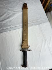MaxSold Auction: World War II U.S. 1942 Bayonet with Canvas Scabbard - Morgan Hill (California, USA) PARTNER MANAGED Estate Sale Online Auction -  Dougherty Avenue