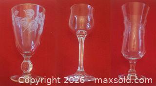 MaxSold Auction: 18 Set of Etched  Crystal High-End Whisky/Wine Glasses - Ottawa (Ontario, Canada) SELLER MANAGED Downsizing Online Auction - Woodpark Way