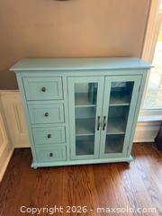 MaxSold Auction: Blue Sideboard Buffet Cabinet w/4 Drawers & Dual-Open Glass Doors - Toronto (Ontario, Canada) SELLER MANAGED Moving Online Auction - Shadwick Drive