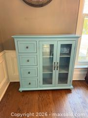 MaxSold Auction: Blue Sideboard Buffet Cabinet w/4 Drawers & Dual-Open Glass Doors - Toronto (Ontario, Canada) SELLER MANAGED Moving Online Auction - Shadwick Drive
