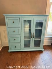 MaxSold Auction: Blue Sideboard Buffet Cabinet w/4 Drawers & Dual-Open Glass Doors - Toronto (Ontario, Canada) SELLER MANAGED Moving Online Auction - Shadwick Drive