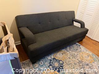 MaxSold Auction: Grey Upholstered Futon Sofa with Storage - Toronto (Ontario, Canada) SELLER MANAGED Moving Online Auction - Shadwick Drive