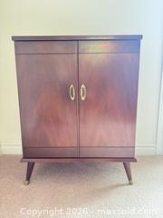 MaxSold Auction: Mid-Century Dark Walnut/Mahogany Bar Cabinet with Glassware - Tillsonburg (Ontario, Canada) SELLER MANAGED Downsizing Online Auction - Wilson Avenue