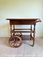 MaxSold Auction: Vintage Mid-Century Inspired Solid Wood Serving/Tea Cart - Tillsonburg (Ontario, Canada) SELLER MANAGED Downsizing Online Auction - Wilson Avenue