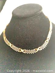 MaxSold Auction: Sterling Silver 16" Choker Necklace with Gold-Plated Accents - Victoria (British Columbia, Canada) SELLER MANAGED Downsizing Online Auction -  Camosun Street (CONDO)