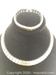 MaxSold Auction: Sterling Silver Collar Choker Necklace & Bracelet Set, 15-16" - Victoria (British Columbia, Canada) SELLER MANAGED Downsizing Online Auction -  Camosun Street (CONDO)