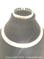 MaxSold Auction: Sterling Silver Collar Choker Necklace & Bracelet Set, 15-16" - Victoria (British Columbia, Canada) SELLER MANAGED Downsizing Online Auction -  Camosun Street (CONDO)