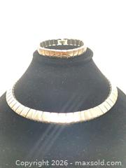 MaxSold Auction: Sterling Silver Collar Choker Necklace & Bracelet Set, 15-16" - Victoria (British Columbia, Canada) SELLER MANAGED Downsizing Online Auction -  Camosun Street (CONDO)