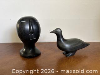 MaxSold Auction: Pair of Signed Inuit Stone Carvings - North Vancouver (British Columbia, Canada) PARTNER MANAGED Downsizing Online Auction - 14th Street West 519