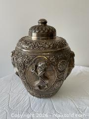 MaxSold Auction: Fine Antique Burmese Silver Tea Caddy / Lidded Jar  - Kingston (Ontario, Canada) SELLER MANAGED Estate Sale Online Auction - Tamarac Street