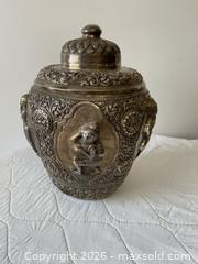 MaxSold Auction: Fine Antique Burmese Silver Tea Caddy / Lidded Jar  - Kingston (Ontario, Canada) SELLER MANAGED Estate Sale Online Auction - Tamarac Street