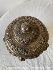 MaxSold Auction: Fine Antique Burmese Silver Tea Caddy / Lidded Jar  - Kingston (Ontario, Canada) SELLER MANAGED Estate Sale Online Auction - Tamarac Street