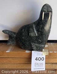 MaxSold Auction: Walrus Stone Sculpture, Dark Green/Black with White Veining - Ottawa (Ontario, Canada) PARTNER MANAGED Downsizing Online Auction - Stewart Street (CONDO)