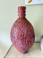 MaxSold Auction: Handmade Textured Red & Yellow Ceramic Terracotta Vase - Montgomery (New Jersey, USA) PARTNER MANAGED Downsizing Online Auction - Bedford Drive