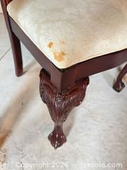 MaxSold Auction: Set of 4 Mahogany Chippendale-Style Dining Chairs with Cream Damask - Montgomery (New Jersey, USA) PARTNER MANAGED Downsizing Online Auction - Bedford Drive