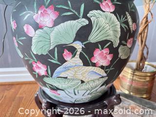 MaxSold Auction: Asian Floral Porcelain Planter with Wood Stand & Glass Top C - Oakville (Ontario, Canada) Estate Sale Online Auction - Cox Drive