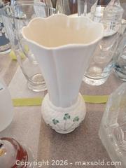 MaxSold Auction: Belleek Porcelain Shamrock Vase, White & Green B - Oakville (Ontario, Canada) Estate Sale Online Auction - Cox Drive