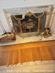 MaxSold Auction: Brass Ornate Victorian Fireplace Screen, Tool Set & Log Holder B - Oakville (Ontario, Canada) Estate Sale Online Auction - Cox Drive