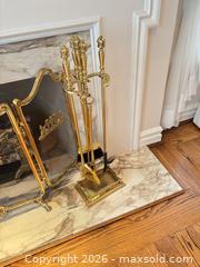 MaxSold Auction: Brass Ornate Victorian Fireplace Screen, Tool Set & Log Holder B - Oakville (Ontario, Canada) Estate Sale Online Auction - Cox Drive