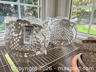 MaxSold Auction: Pair of Ornate Cast Metal Plant Pots D - Oakville (Ontario, Canada) Estate Sale Online Auction - Cox Drive
