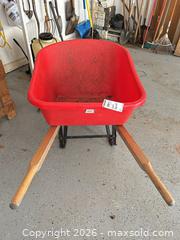 MaxSold Auction: Plastic Tub Wheelbarrow with Wooden Handles and Support Legs A - Oakville (Ontario, Canada) Estate Sale Online Auction - Cox Drive