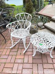 MaxSold Auction: Cast Aluminum Victorian Ornate Outdoor Rocking Chair with Side Table A - Oakville (Ontario, Canada) Estate Sale Online Auction - Cox Drive